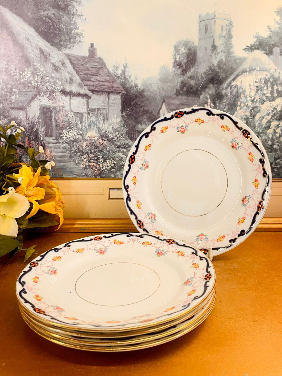 Vintage Phoenix Floral Plate Set of 5 - Plates