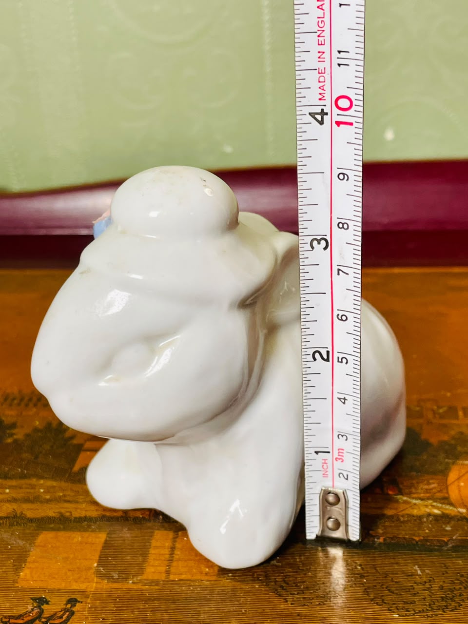 Vintage White Hippo Ceramic Figurine 4 Inch
