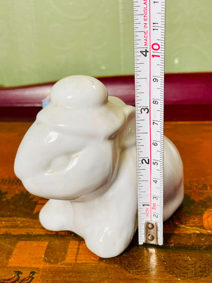 Vintage White Hippo Ceramic Figurine 4 Inch