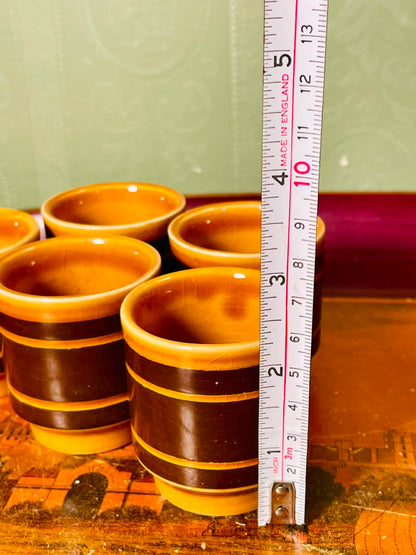 Set of 5 Brown & Mustard Ceramic egg holders– 3 Inch
