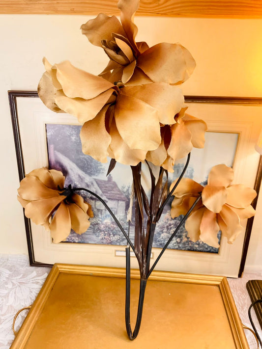 Large Beige Artificial Magnolia Flower Bouquet 22"