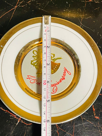 Vintage Chokin Art 40th Anniversary Plate – 24K Gold Edged – Japan