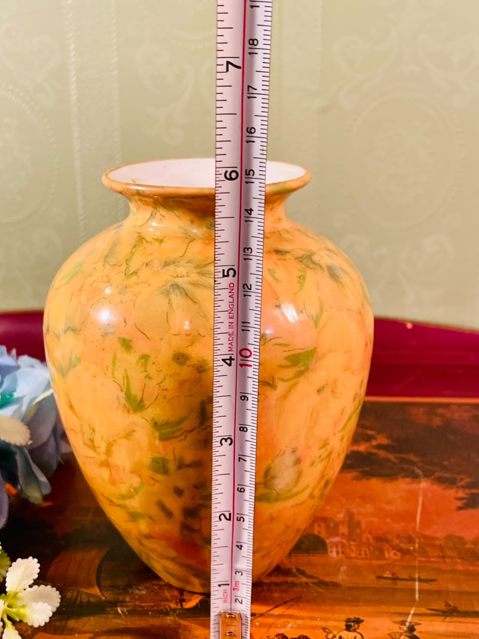 Orange Marbled Ceramic Vase – 6 Inch