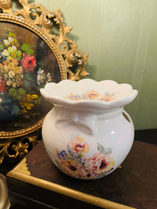 Vintage Floral Ceramic Oil Burner Wax Melt Warmer Decor