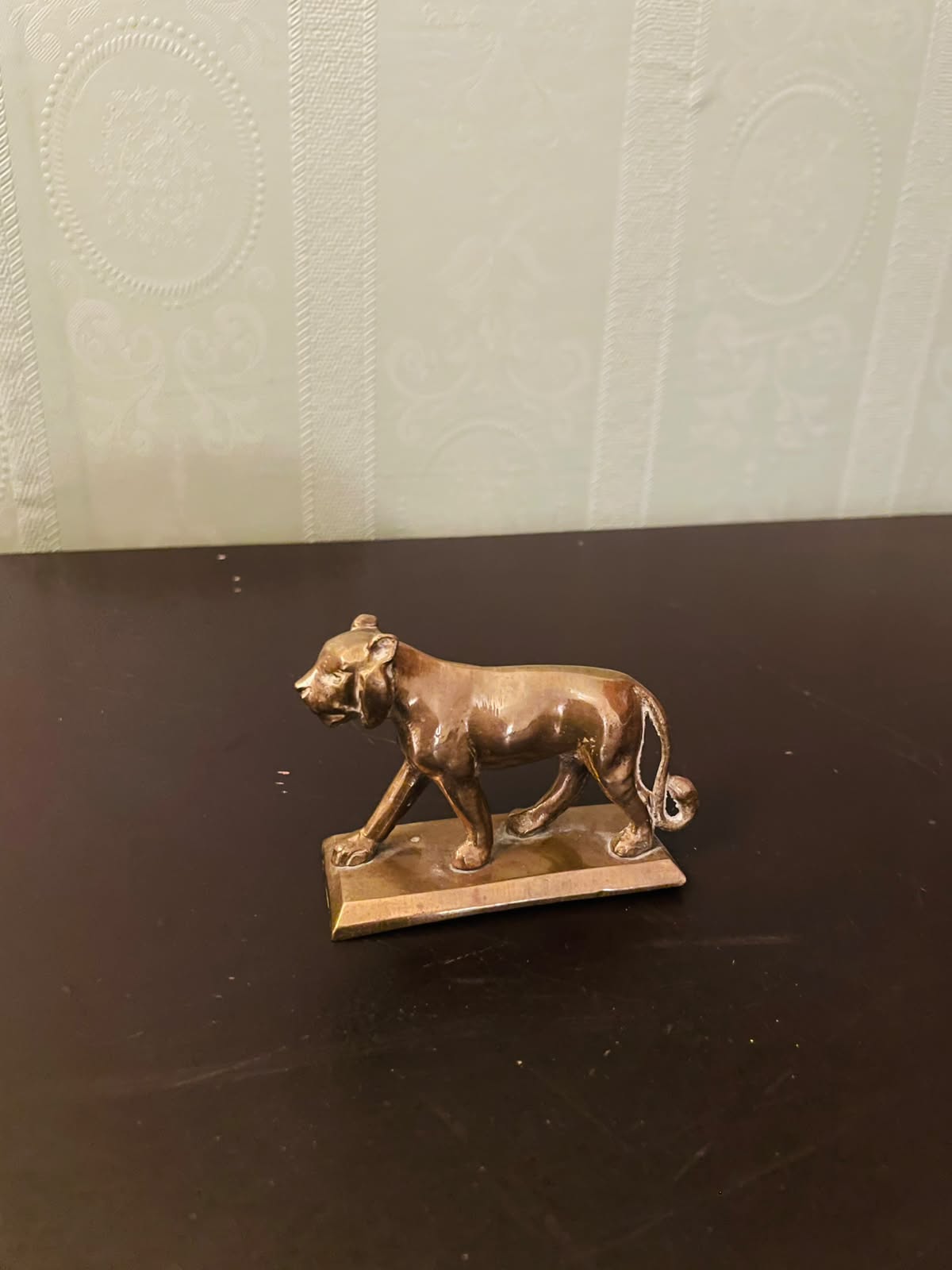 Vintage Brass Lion Figurine Mini Animal Statue