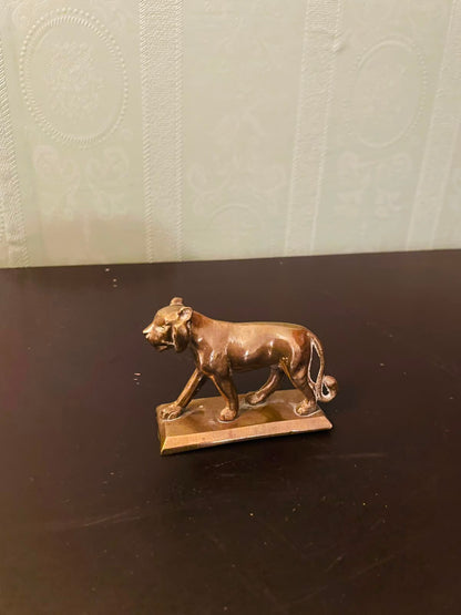 Vintage Brass Lion Figurine Mini Animal Statue