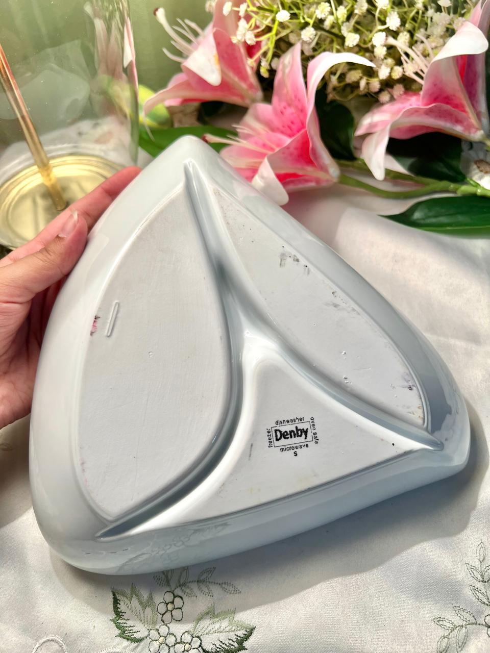 Denby White Divided Serving Dish Oven Safe 23cm