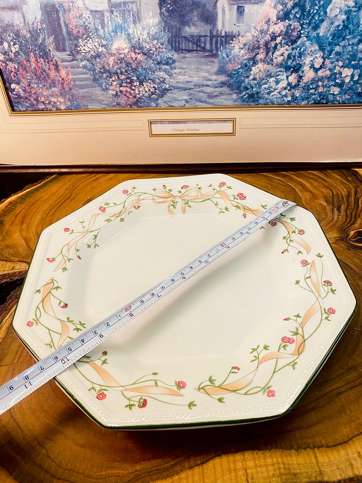 Set of 6 Johnson Bros Eternal Beau Octagonal Dinner Plates, England