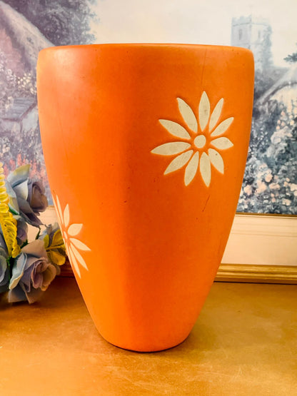 Orange Ceramic Vase Floral Design Modern Home Decor