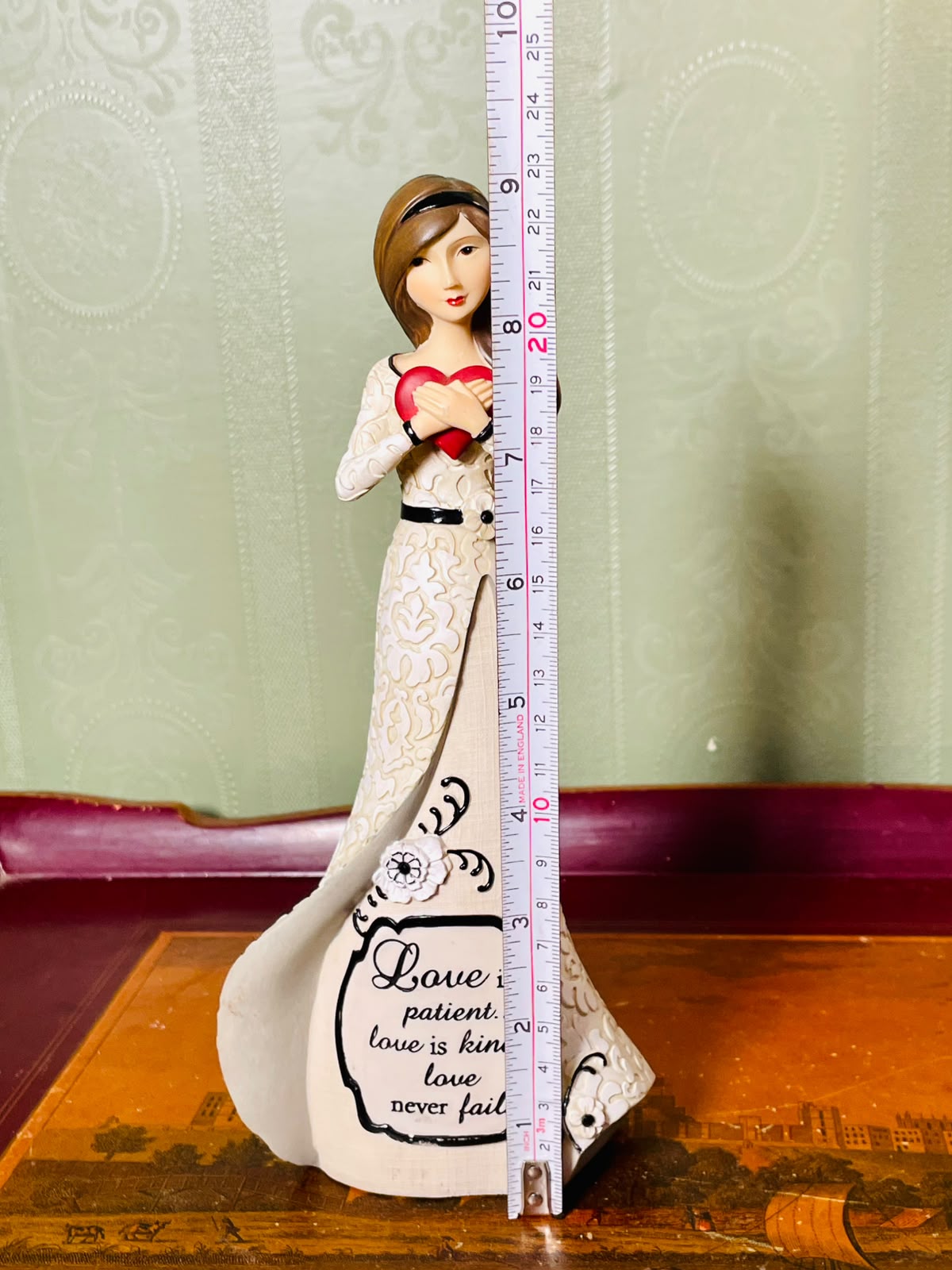 Vintage Lady Holding Heart Love Figurine – 9 Inch