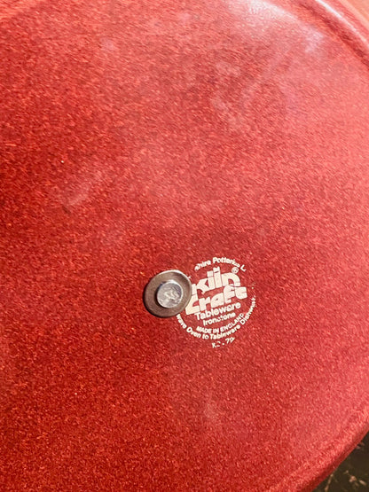 Vintage Kiln Craft 2-Tier Cake Stand – Rustic Burgundy Ironstone Elegance