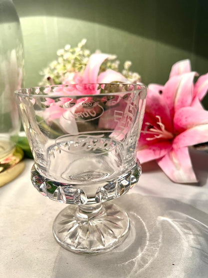 Vintage Etched Crystal Goblet Approx. 10 cm Diameter