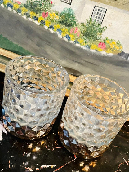 Diamond Cut Glass Tumblers – Heavy Base Water & Juice Glass