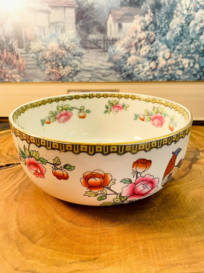 Vintage F. Winkle Pheasant Large Bowl | English Semi Porcelain