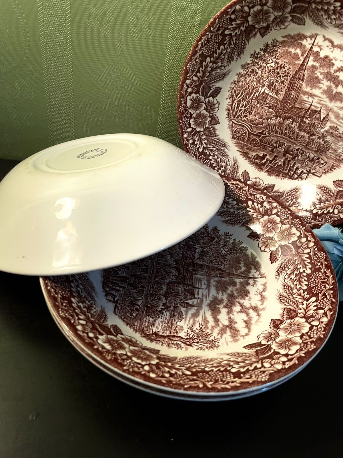 Broadhurst Brown Transferware Deep plates Set of 4 – England