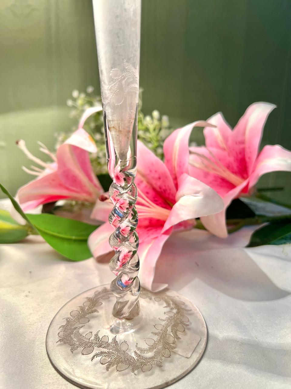 Etched Crystal Trumpet Vase 27 cm