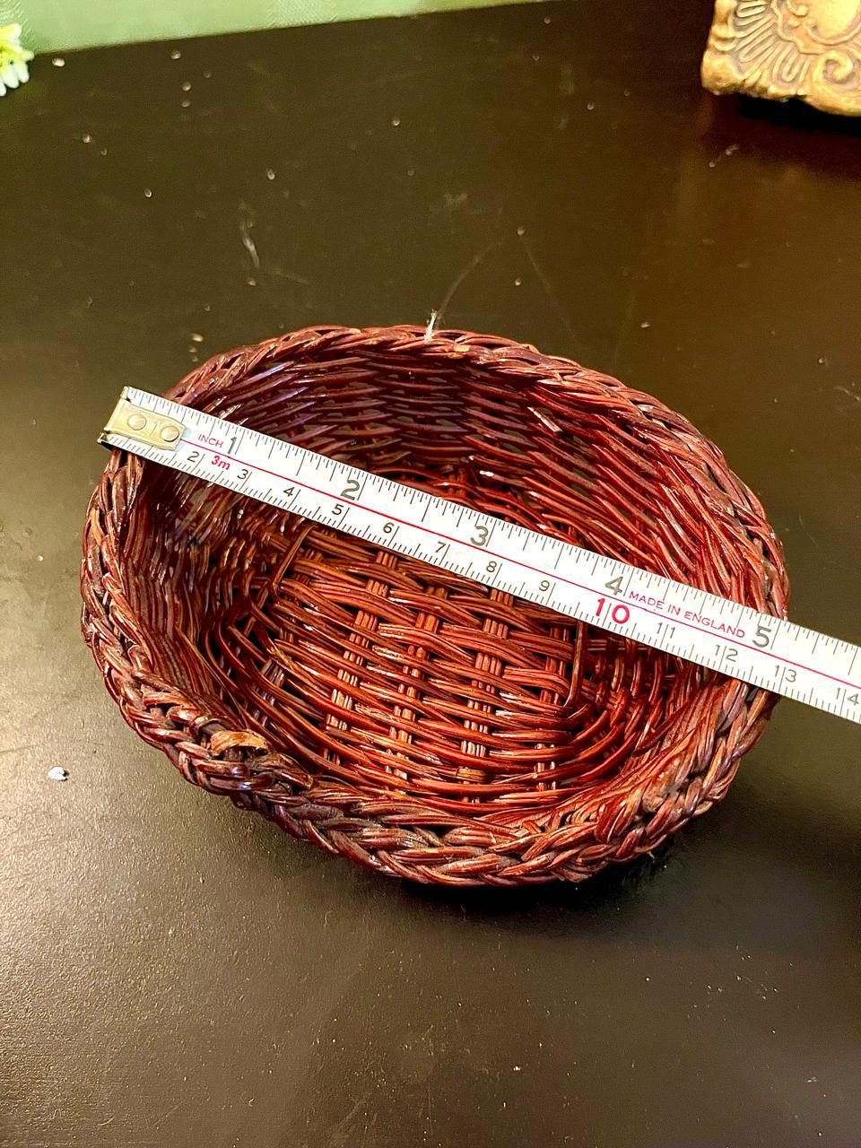 Vintage Brown Woven Basket Bowl 5 Inch