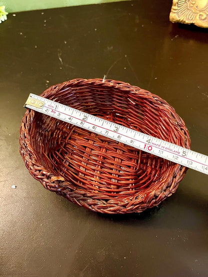 Vintage Brown Woven Basket Bowl 5 Inch