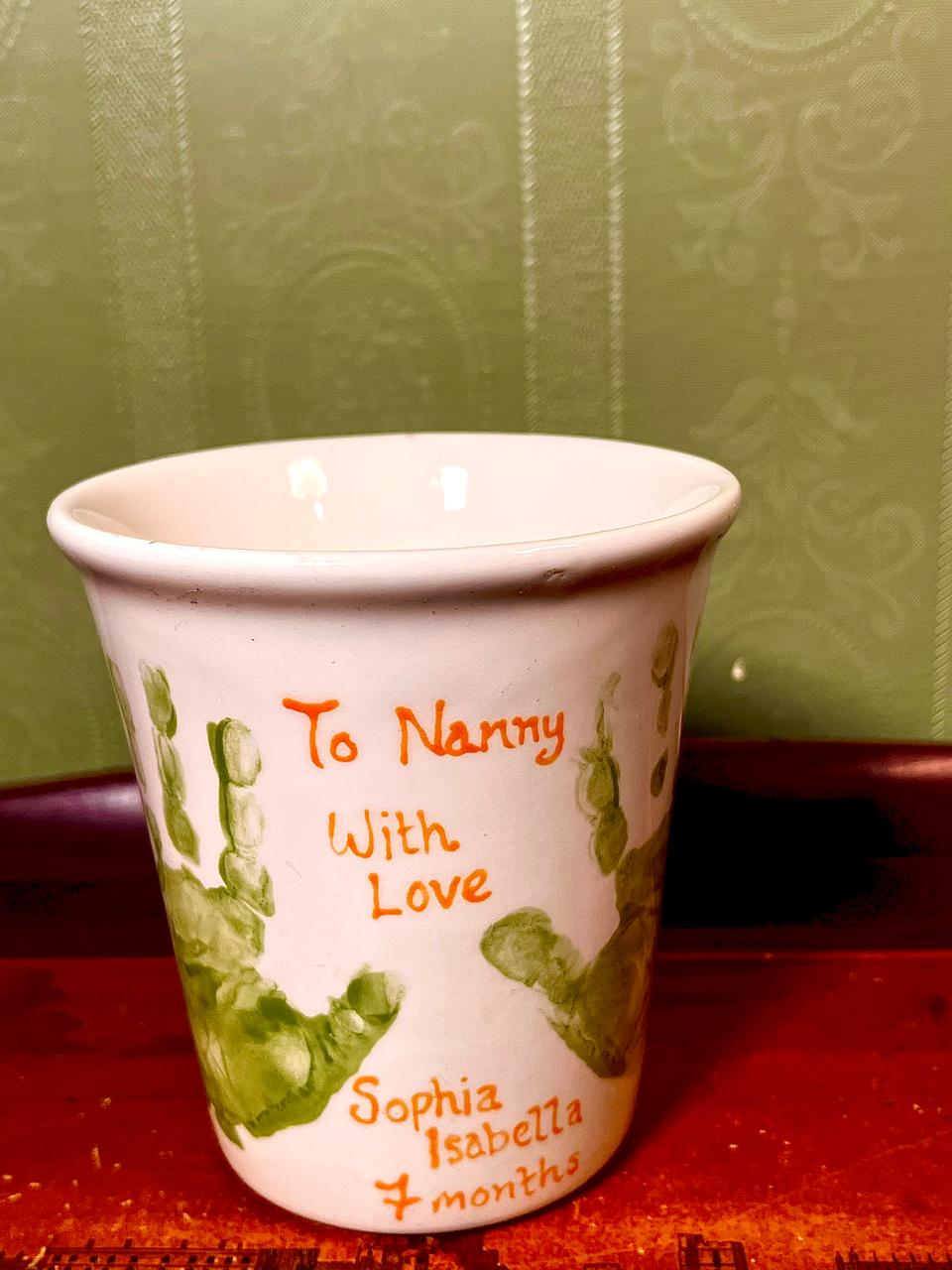 Personalised Nanny Handprint Ceramic Mug – 4.5"