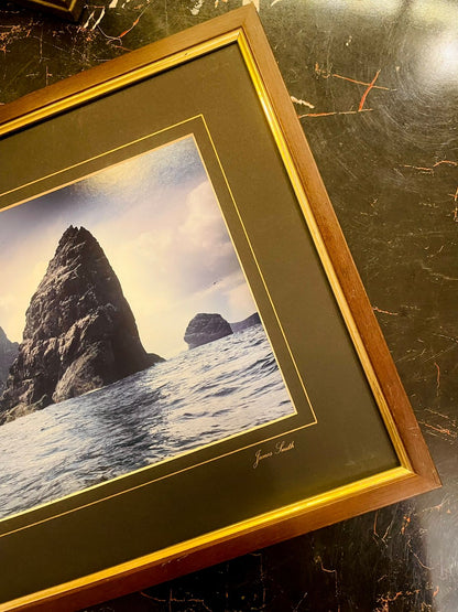 Vintage Seascape Framed Photography – Rocky Coast Wall Art