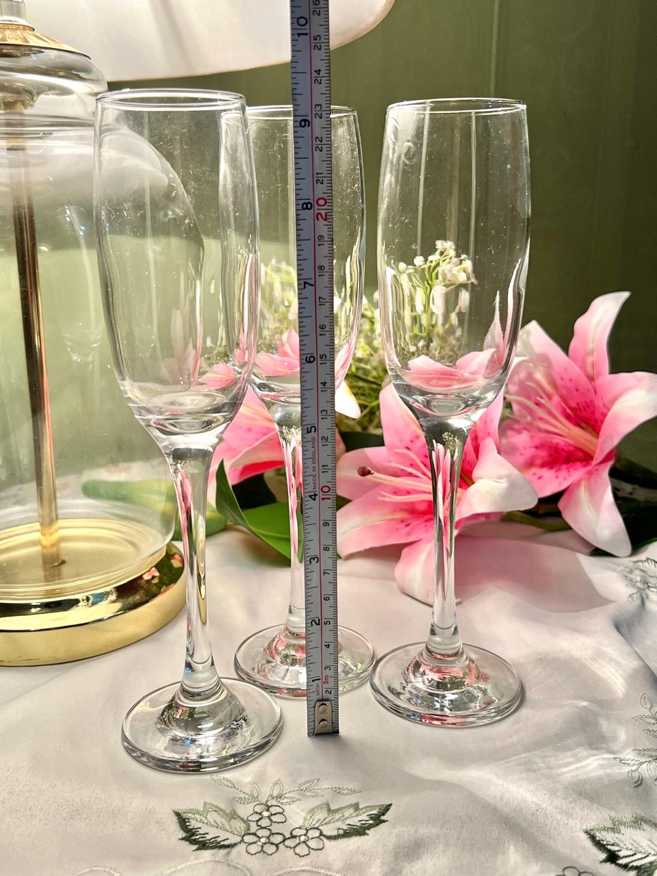 Set of 3 Clear Crystal Champagne Flutes – Approx. 9 Inch
