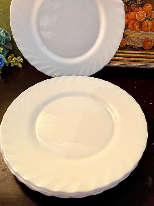 Set of 4 White Swirl Dinner Plates – Ceramic Tableware