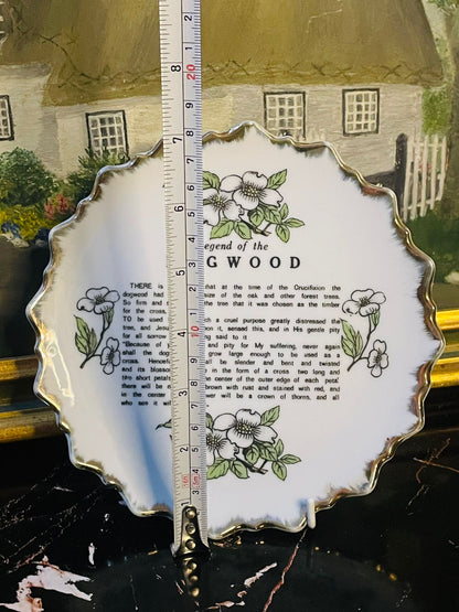 Vintage Legend of Dogwood Crucifixion Porcelain Wall Plate – Gold Rimmed Religious Collectible in Pakistan