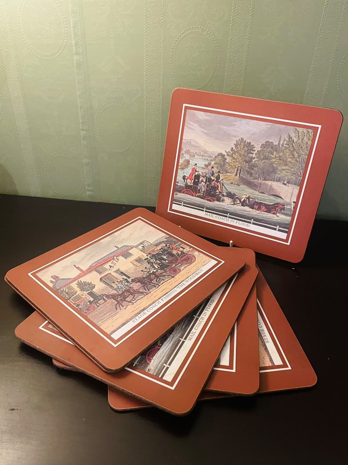 Set of 5 Vintage Mailod Stage Coach Table Mats