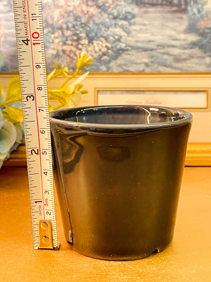 Black Glossy Ceramic Planter Minimal Indoor Plant Pot