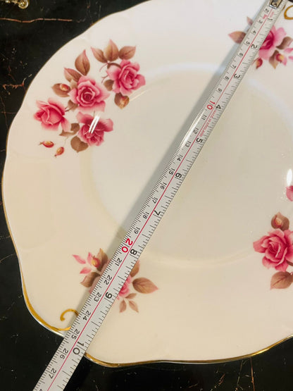 Vintage Duchess “June Cove” Bone China Cake Plate – English Pink Rose Design