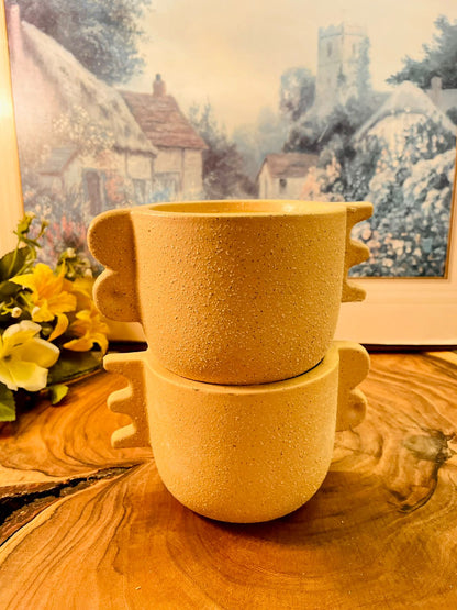 Vintage Rustic Baige  Planter with Artistic Handles