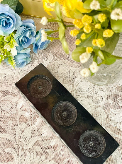 Rustic Triple Tea Light Candle Holder Tray