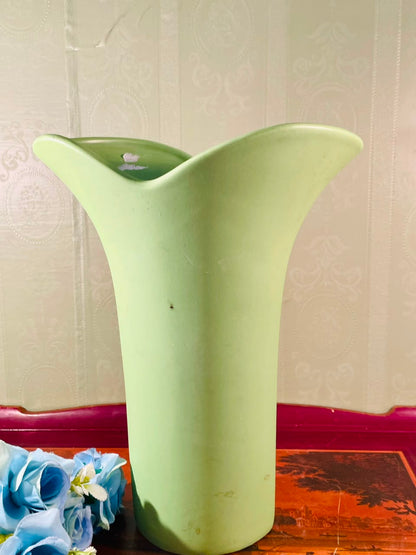 Green Flared Ceramic Vase – 12 Inch