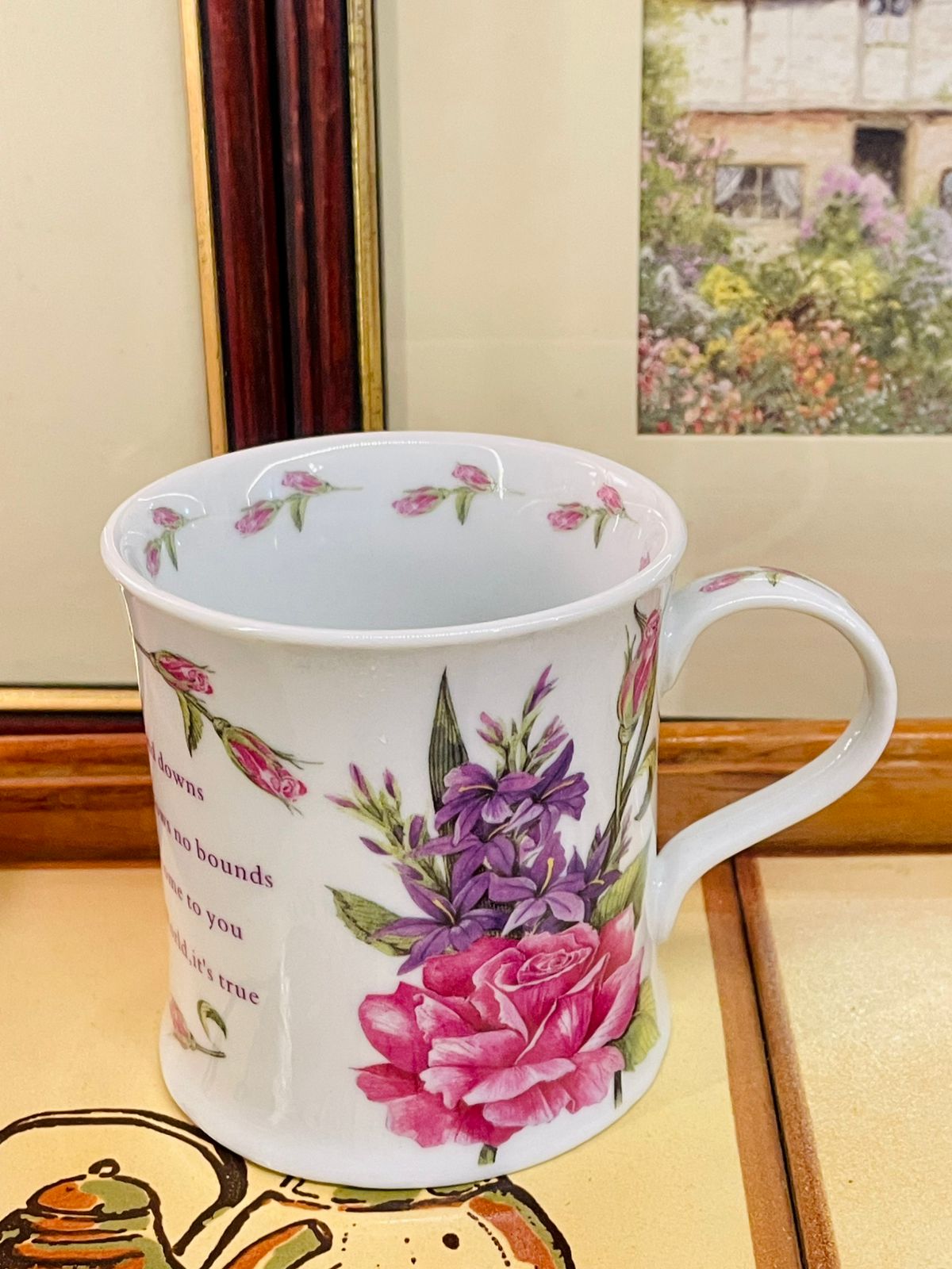 mum mug, mother gift mug, floral mug, Oscar & Bromley, fine china mug, rose mug, Mum poem mug, UK design mug, gift for mum, sentimental mug