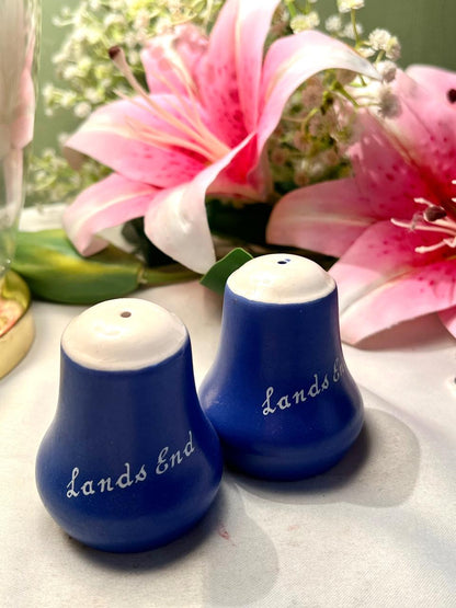 Vintage Land’s End Blue Ceramic Salt & Pepper Shakers Set Approx. 7.5 cm