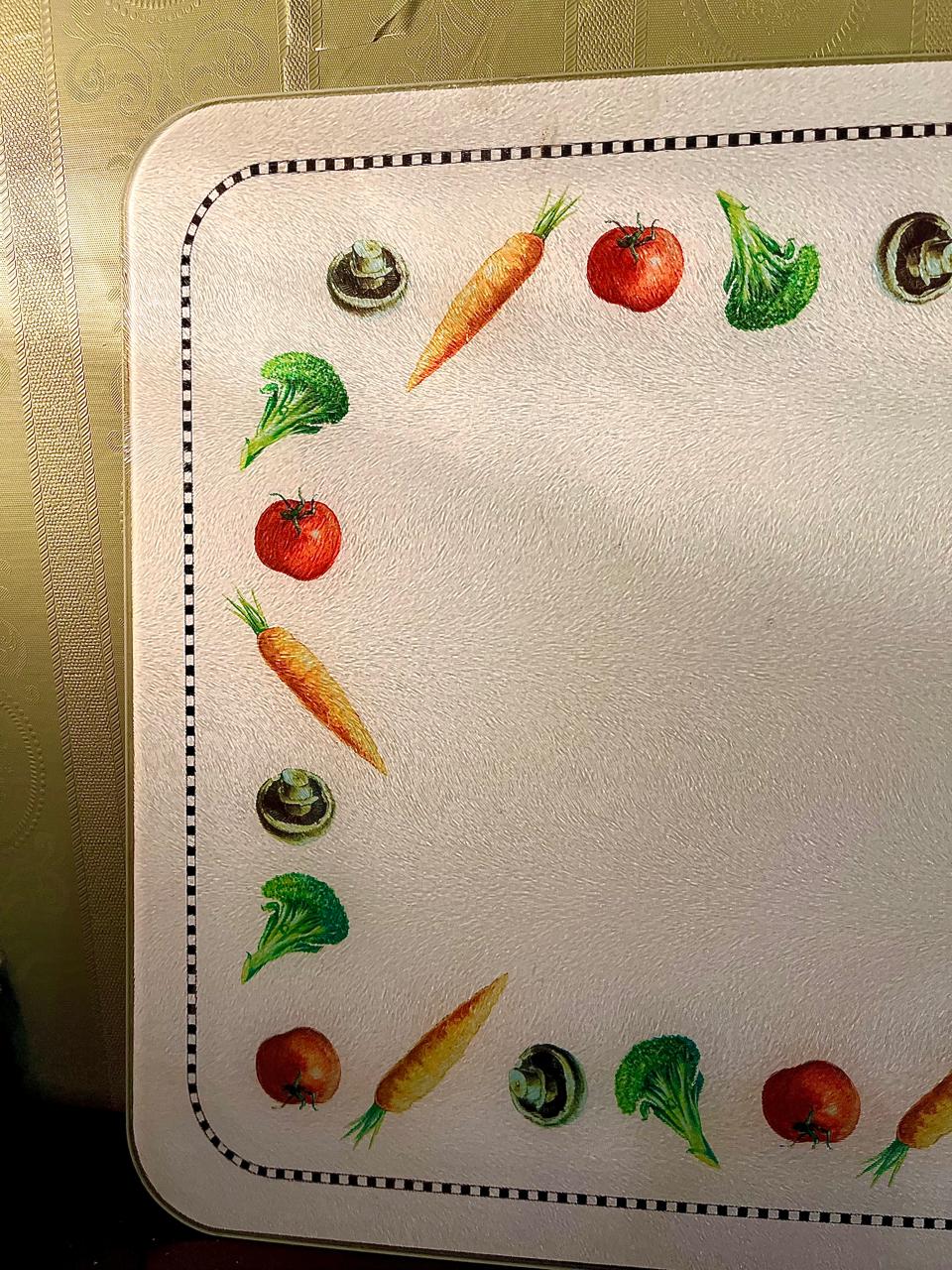 Vintage Vegetable Print Square Serving Tray 40 cm