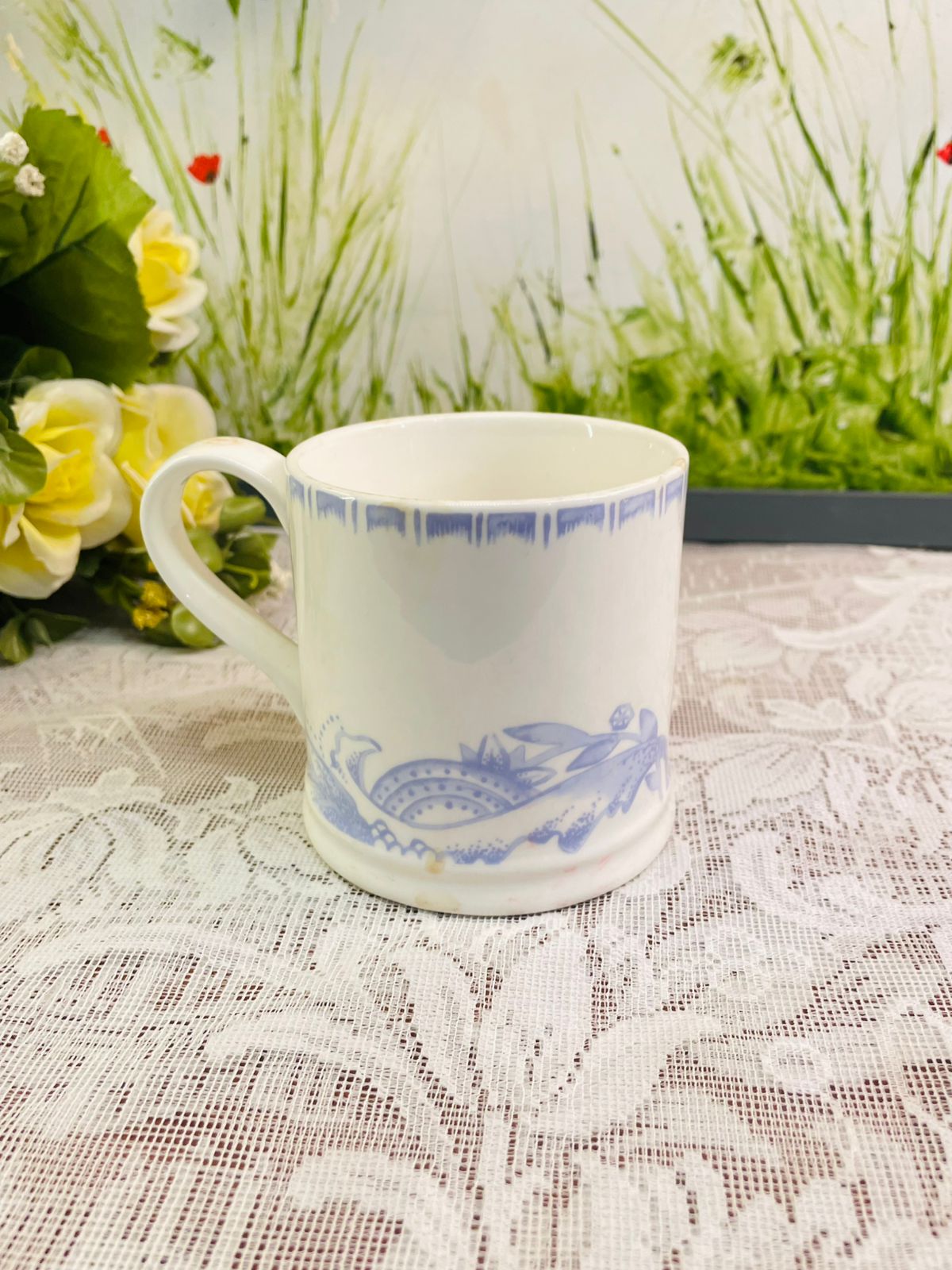 Jamie Oliver Mediterranean Mug – Blue & White Ceramic Coffee Cup