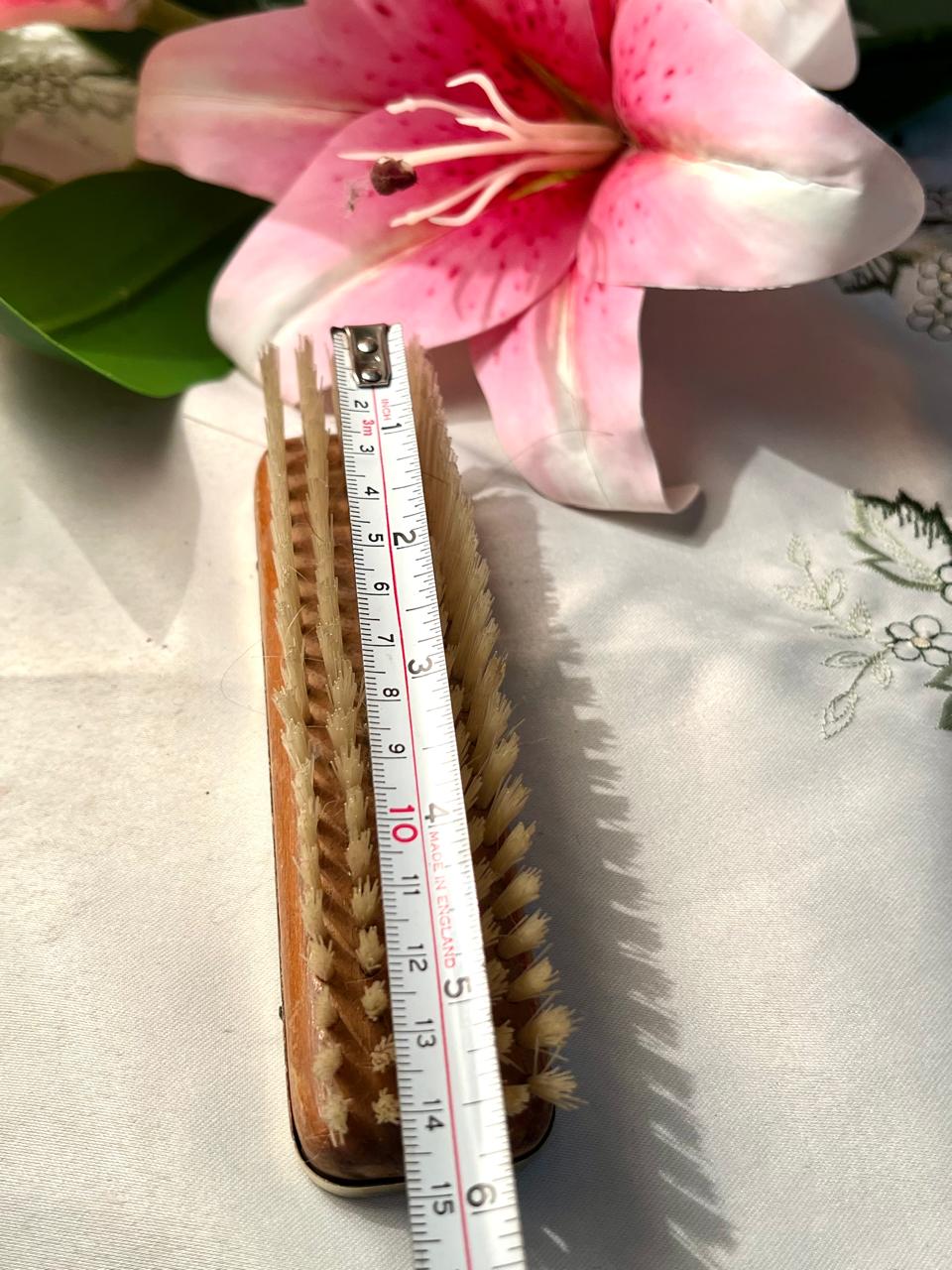 Vintage Wooden Double-Sided Nail Brush with Natural Bristles Approx. 15 cm