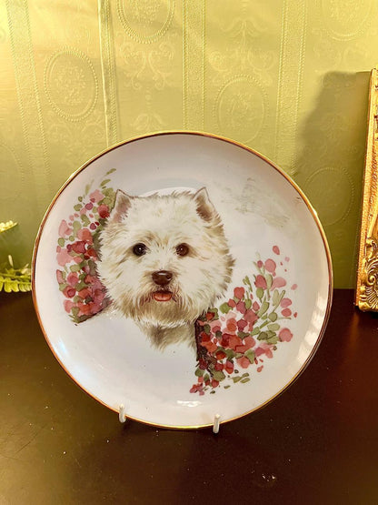 Vintage White Terrier Dog Bowl 8 Inch