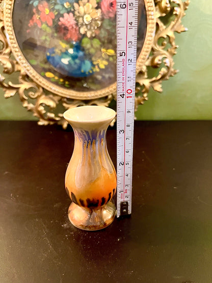 Mini Drip Glaze Ceramic Bud Vase Orange Blue Brown 4 Inch