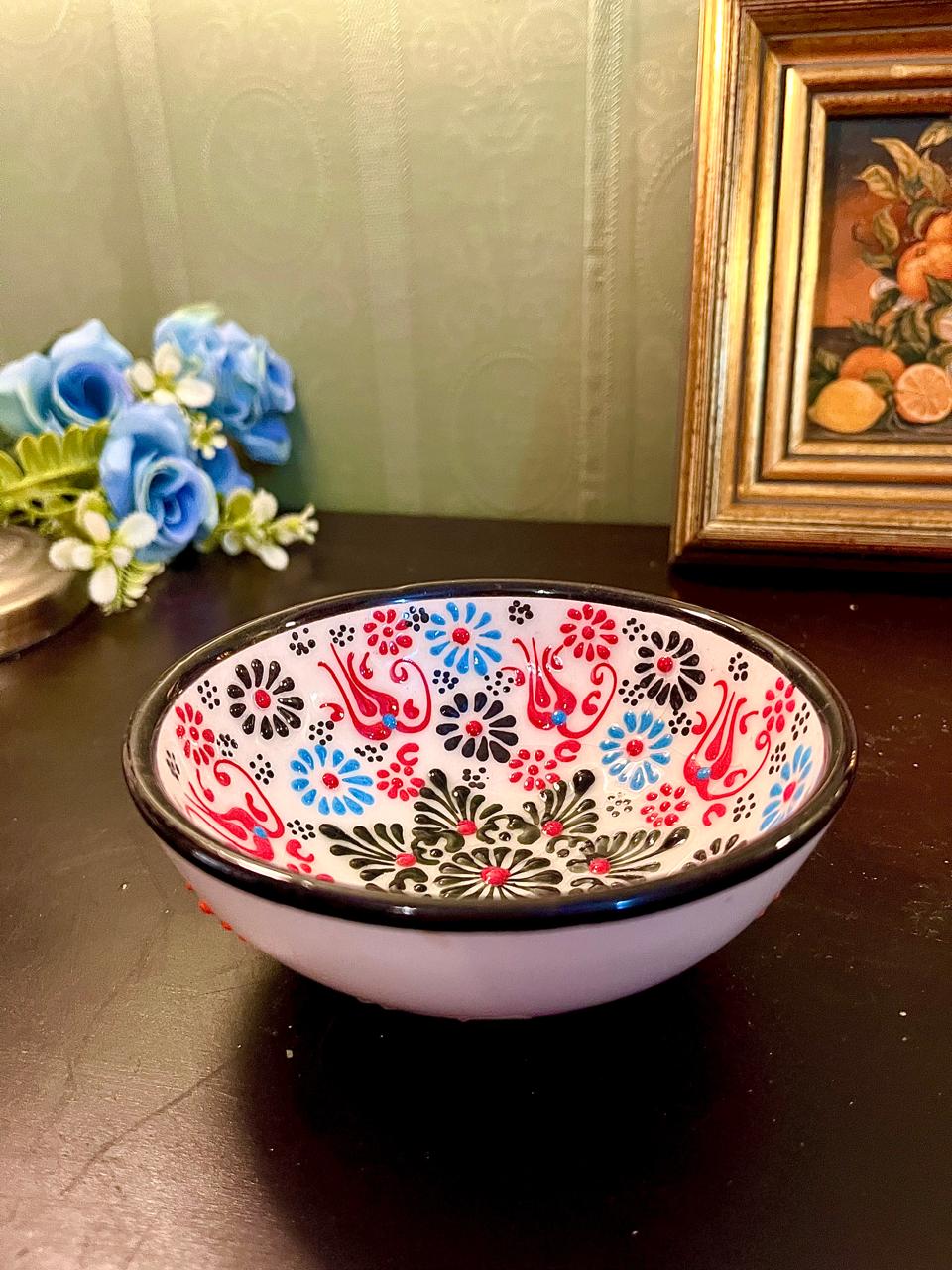Hand-Painted Floral Ceramic Bowl – 6 Inch Decorative Serving Bowl