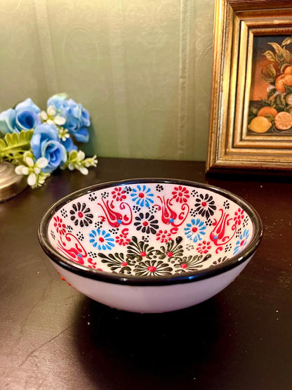 Hand-Painted Floral Ceramic Bowl – 6 Inch Decorative Serving Bowl