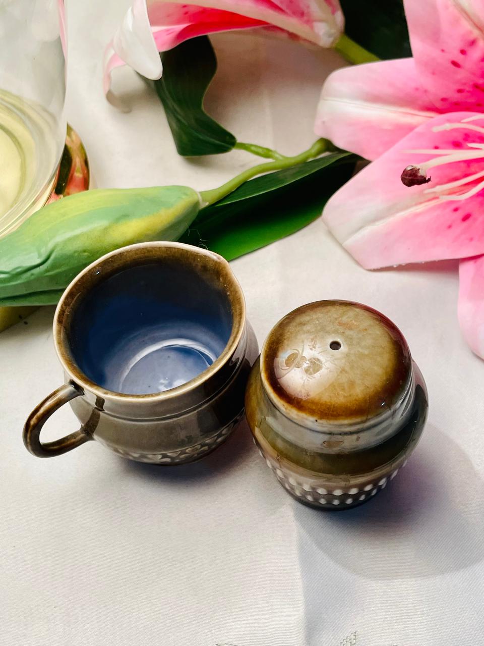 Irish Porcelain Made in Ireland Mini Mug & Shaker Set Vintage Pottery