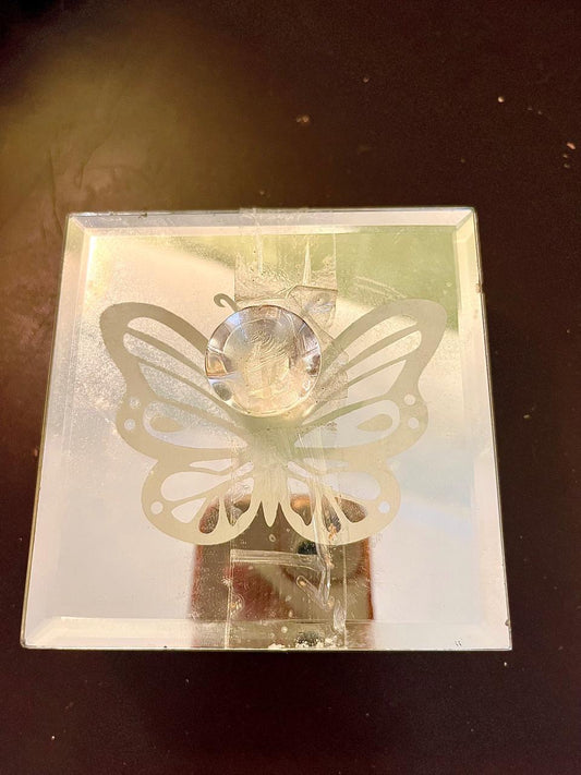 Butterfly Mirrored Trinket Box with Crystal Lid | Decorative Jewellery Storage