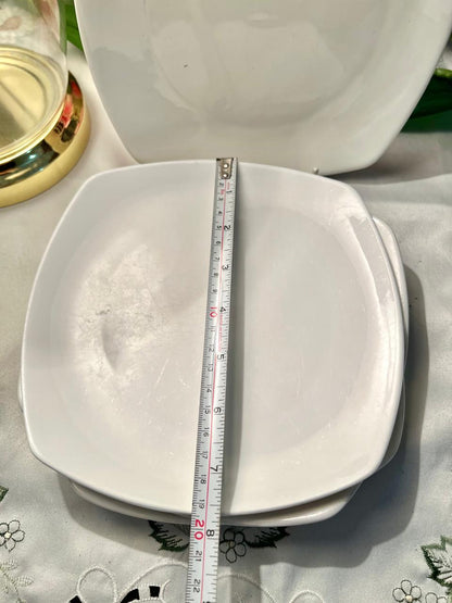 Pausa White Square Medium Plates Set of 4 – 20 cm Microwave & Dishwasher Safe