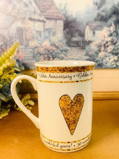 50th Golden Anniversary Mug Set – Couple Gift Box