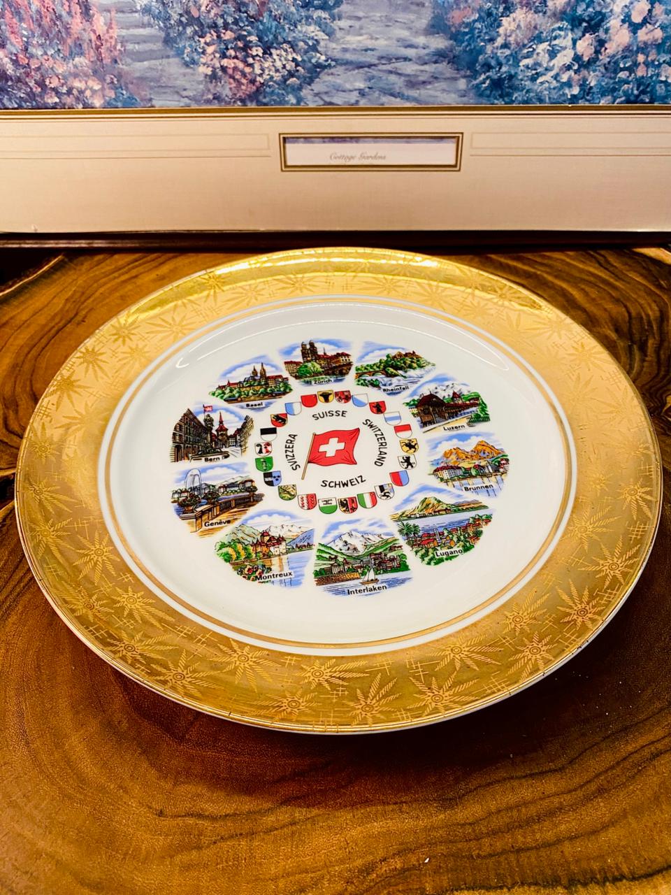 Vintage Switzerland Souvenir Plate Scenic Cities Suisse
