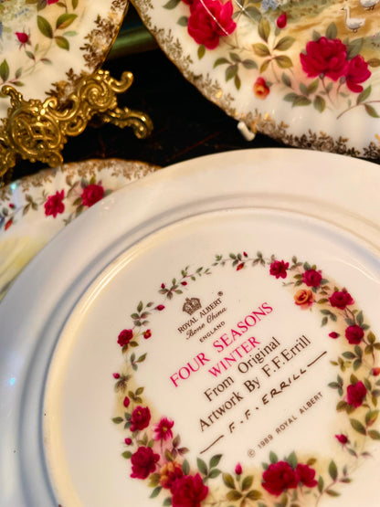 Royal Albert - Set of 4 - “Four Seasons” Decorative Plate by F.F. Errill | 22kt Gold Trim