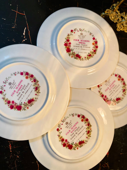 Royal Albert - Set of 4 - “Four Seasons” Decorative Plate by F.F. Errill | 22kt Gold Trim