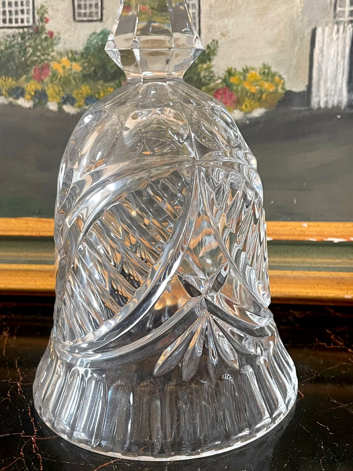 Vintage Crystal Cut Glass Bell – Star of David Pattern (Heavy Glass)